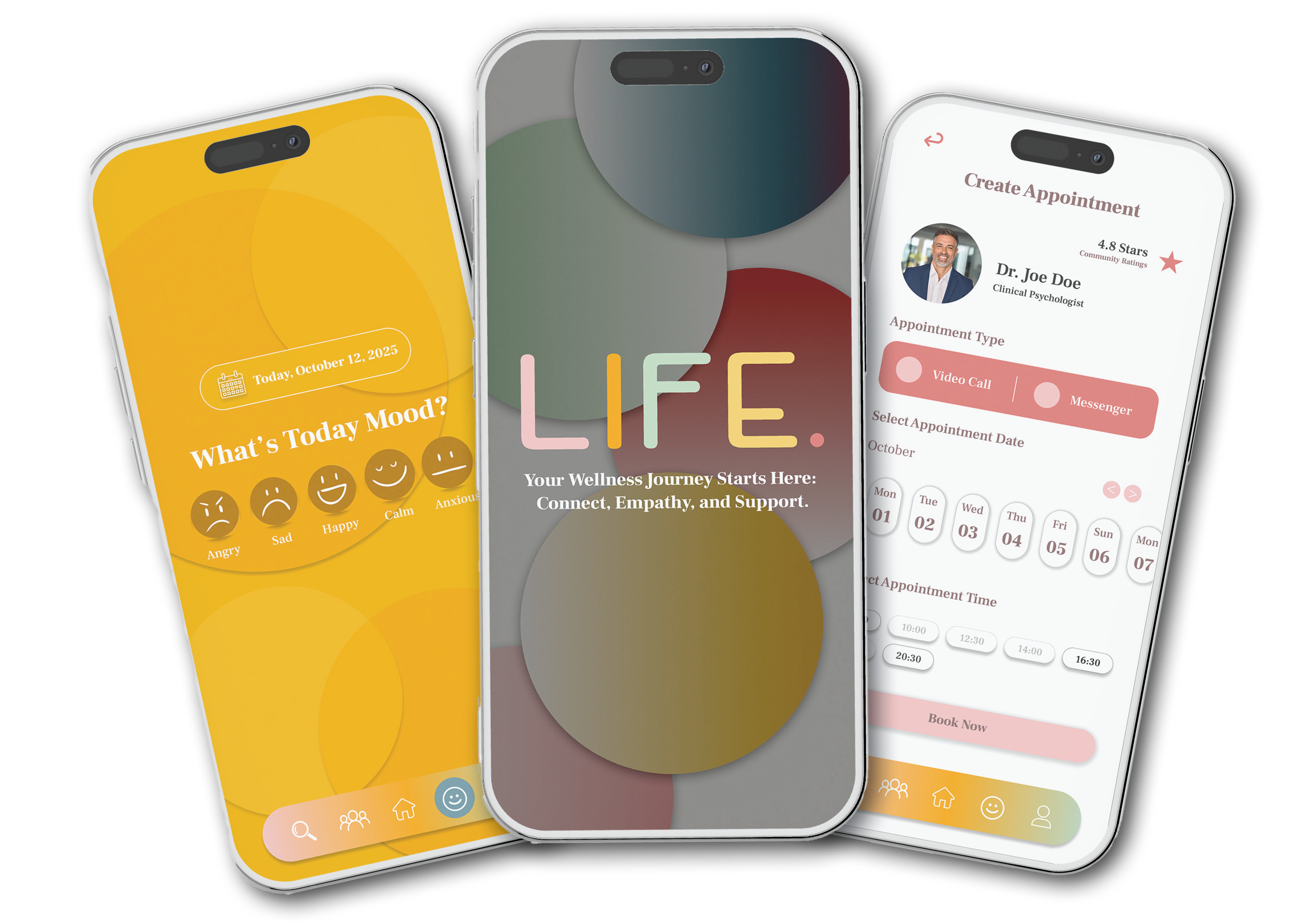 LIFE. app screens